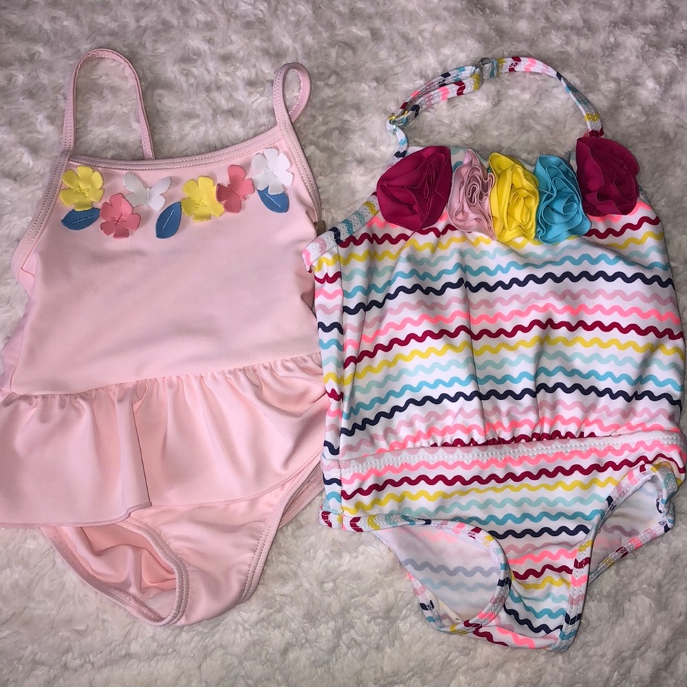 Set of 2 Baby Girl One Piece Bathing Suites 3-6 months